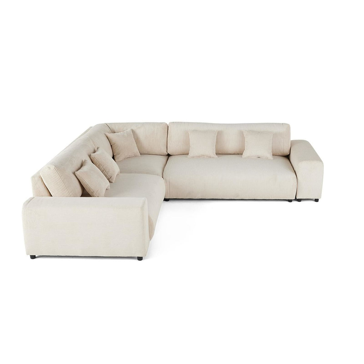 Canapé Modulable 5 Places en Velours Côtelé Beige beige - vue 1