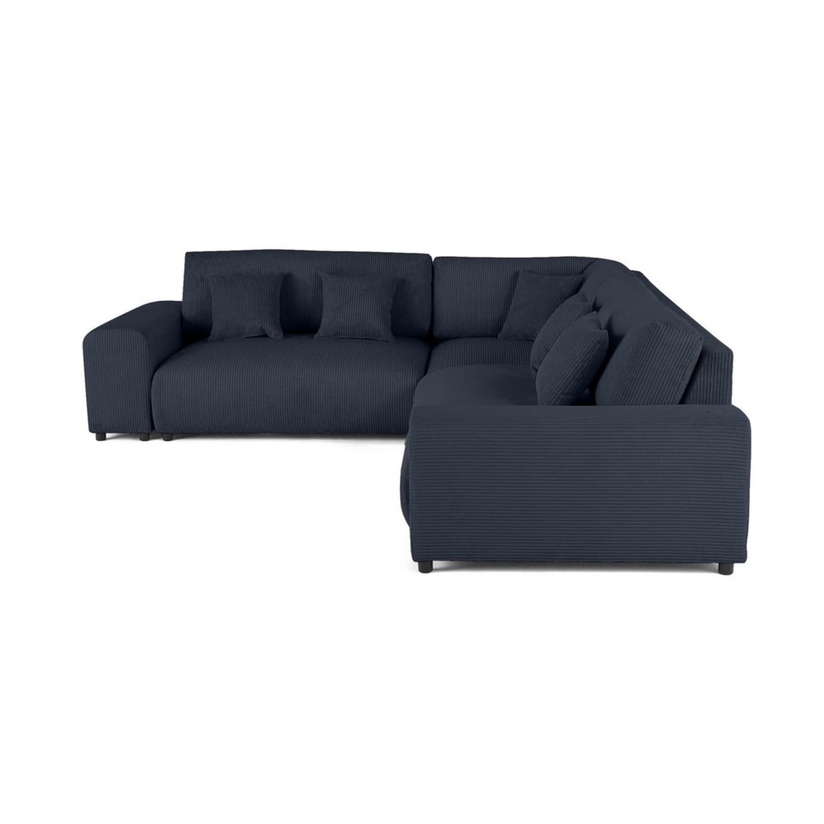 Canapé d'Angle Modulable 5 Places en Velours Côtelé Bleu Nuit bleu nuit - vue 6