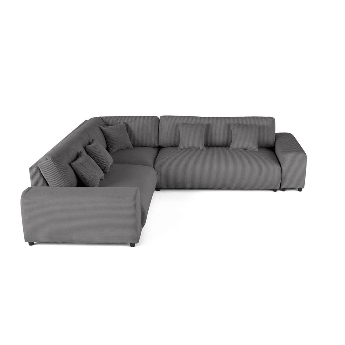 Canapé Modulable 5 Places Angle Gauche en Velours Côtelé Gris Foncé gris foncé - vue 1