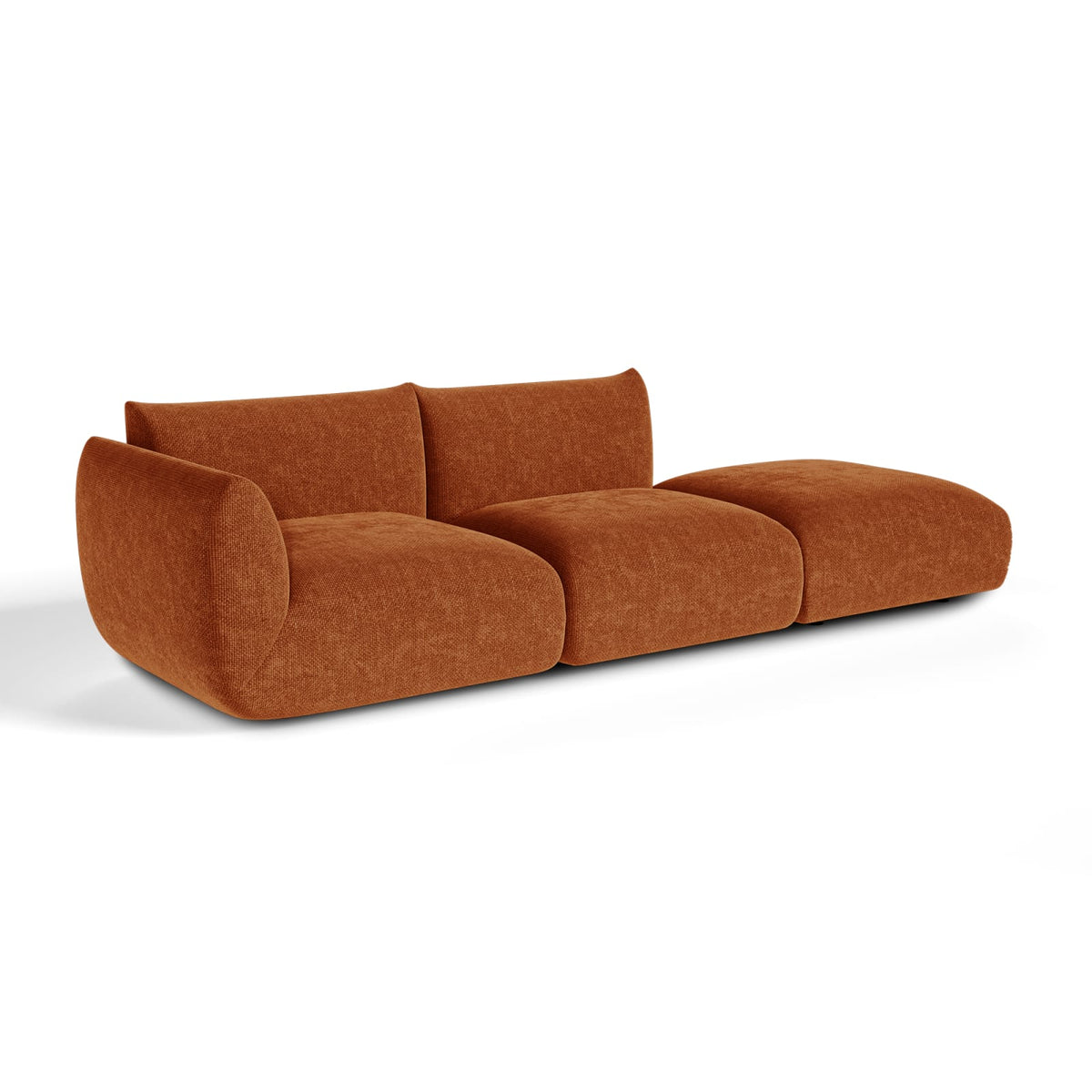 Canapé Modulable 5 Places en Velours Chenillé Terracotta Terracotta - vue 6