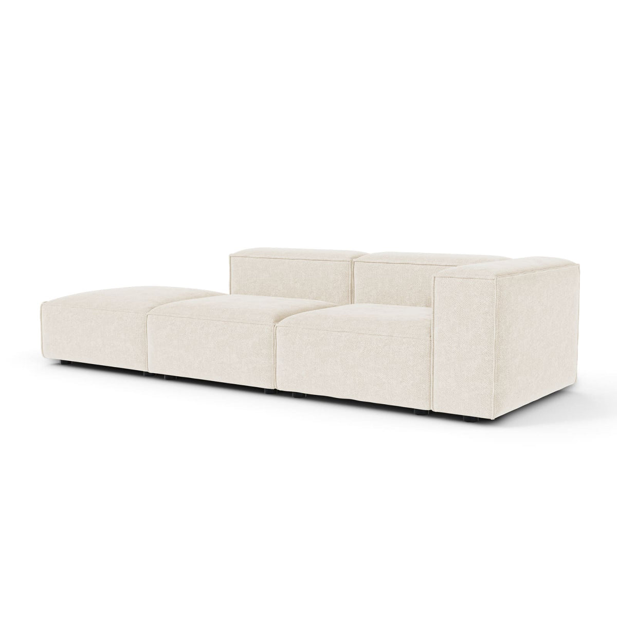 Canapé Modulable 5 Places en Velours Chenillé Crème crème - vue 5