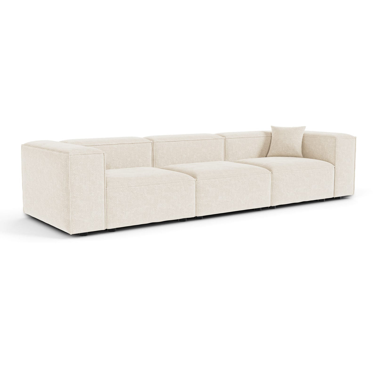 Canapé Modulable 5 Places en Velours Chenillé Crème 332 cm crème - vue 5