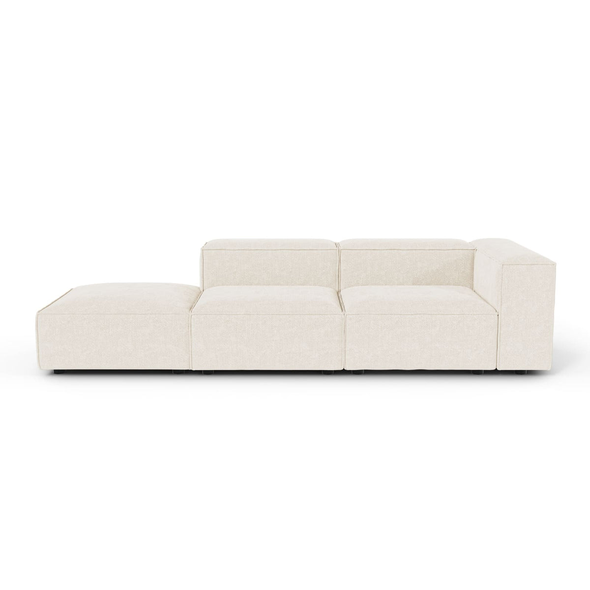 Canapé Modulable 5 Places en Velours Chenillé Crème crème - vue 1
