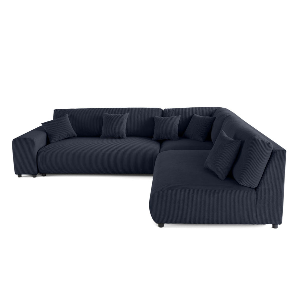 Canapé d'Angle Modulable 6 Places en Velours Côtelé Bleu Nuit bleu nuit - vue 6