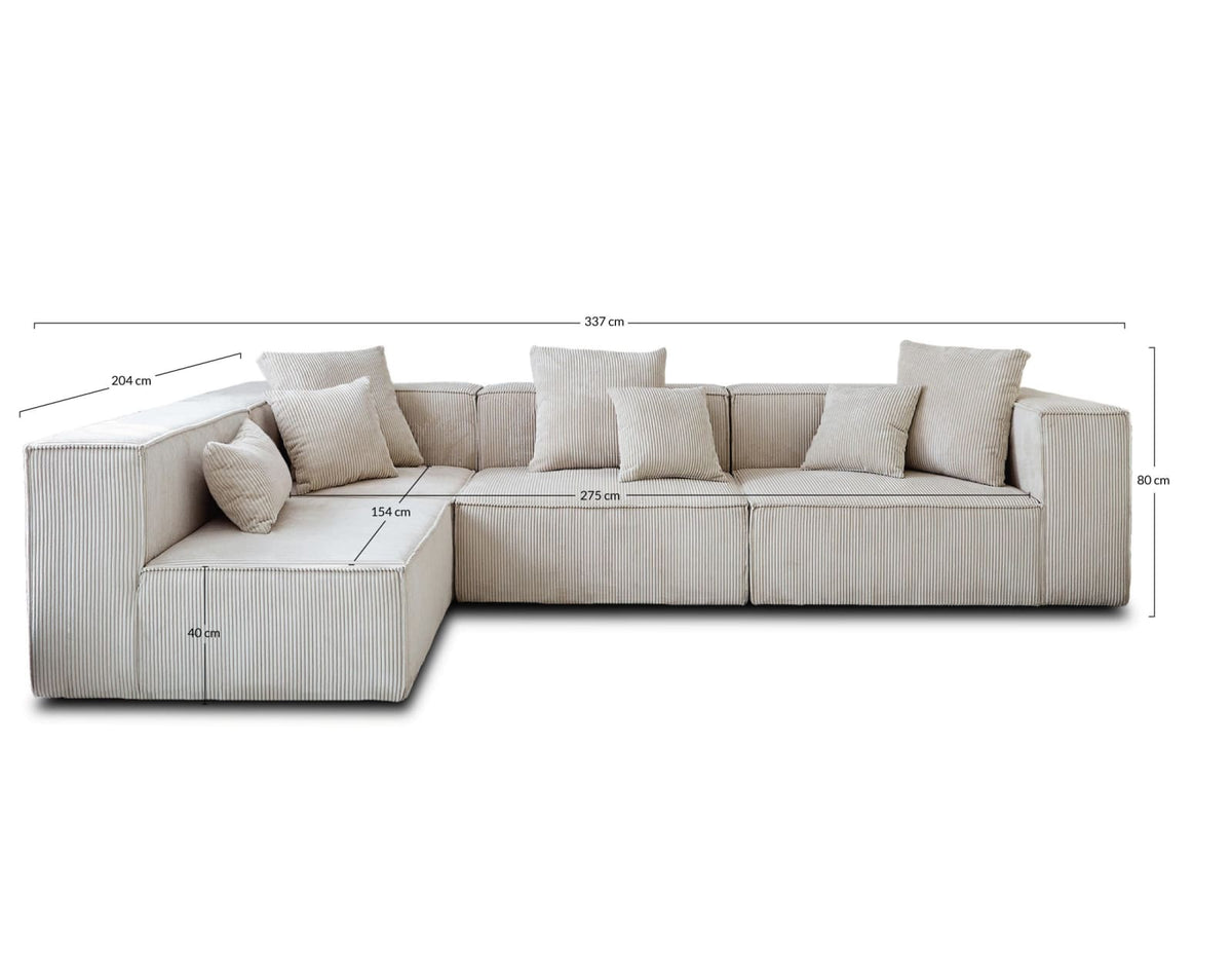 Canapé Modulable 6 Places en Velours Côtelé Beige beige - vue 7