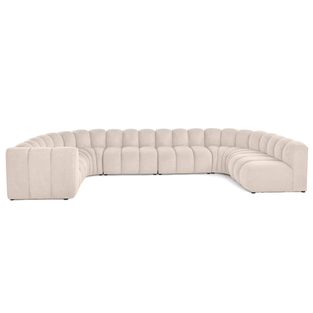 Canapé Modulable d'Angle Droit 7 Places en Tissu Texturé Beige beige - vue 1