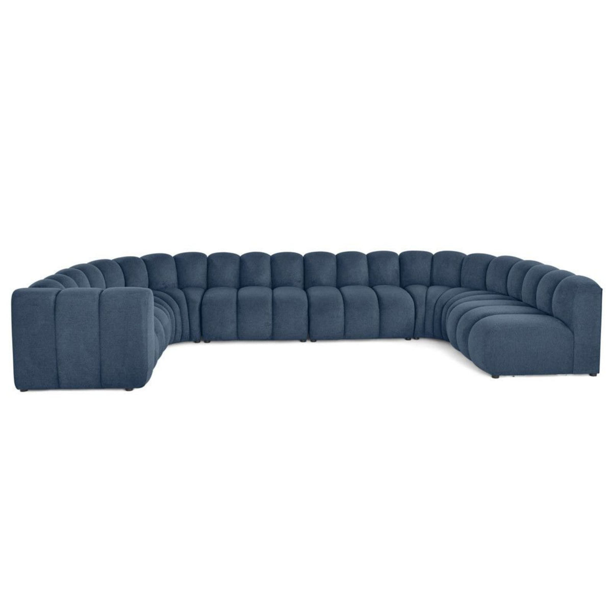 Canapé Panoramique Modulable 7 Places en Tissu Texturé Bleu bleu - vue 1