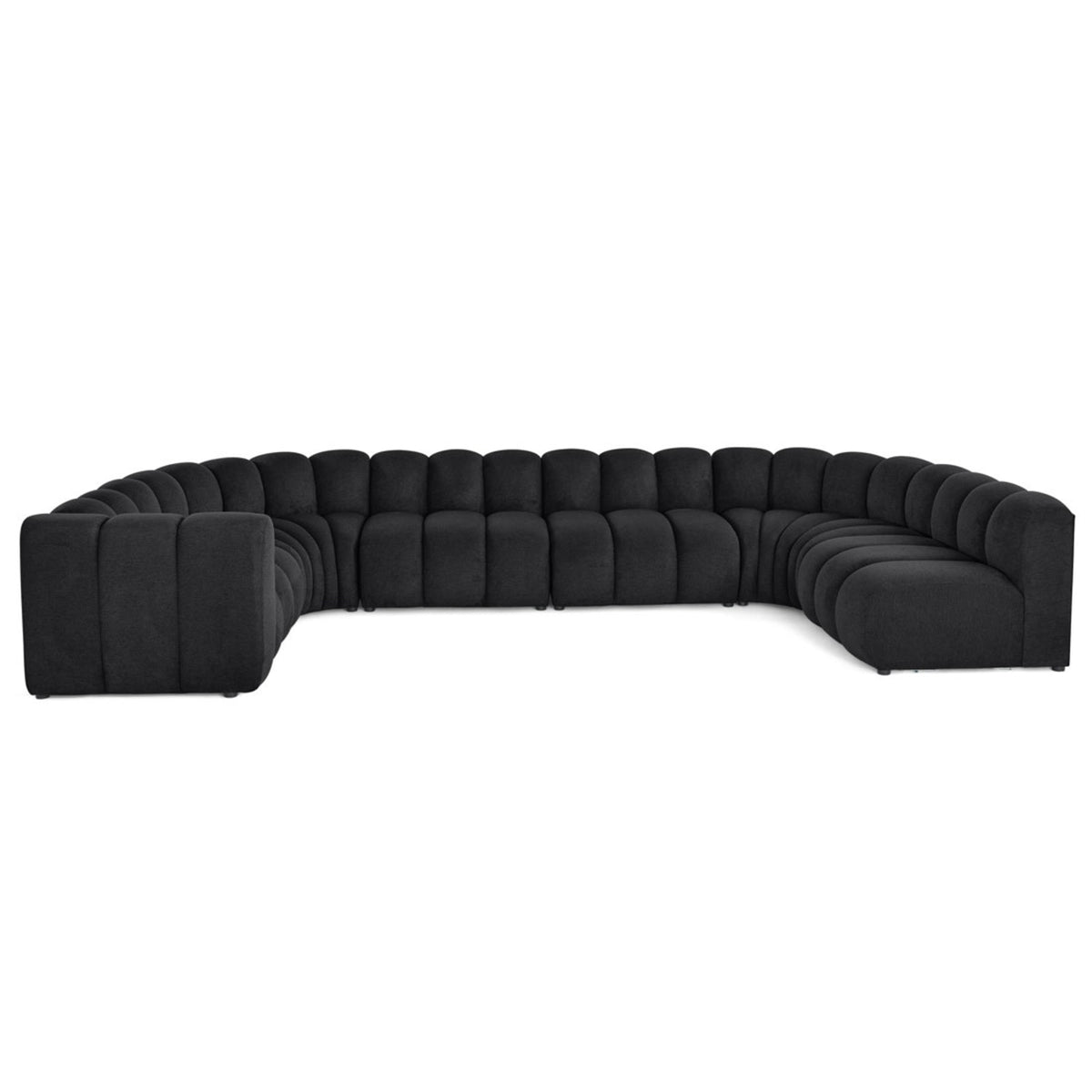 Canapé Modulable 7 Places en Tissu Texturé Noir noir - vue 1