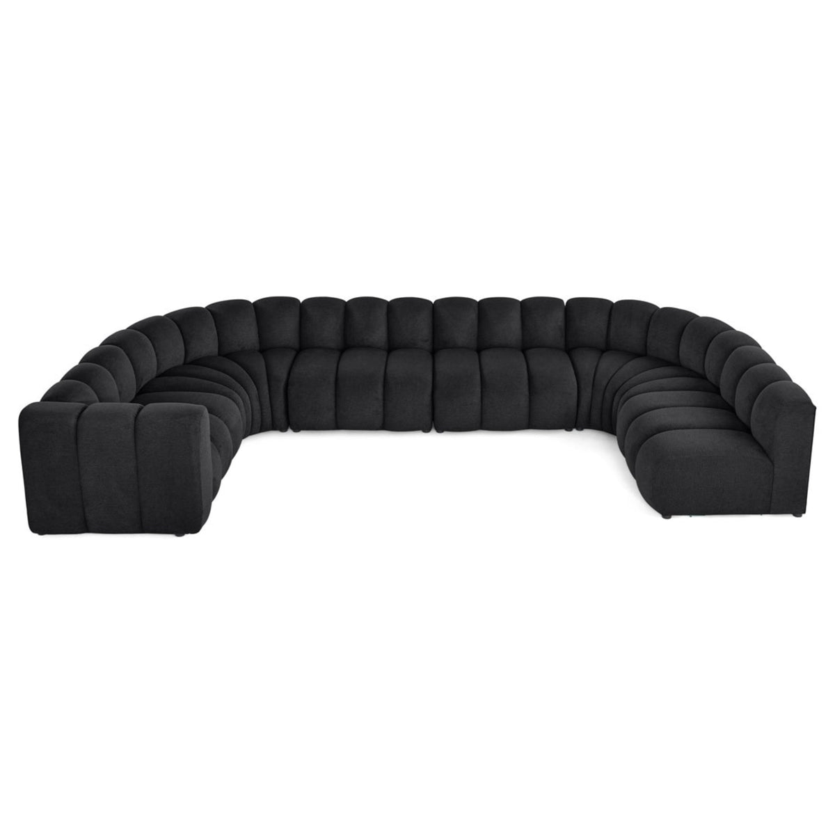 Canapé Modulable 7 Places en Tissu Texturé Noir noir - vue 6