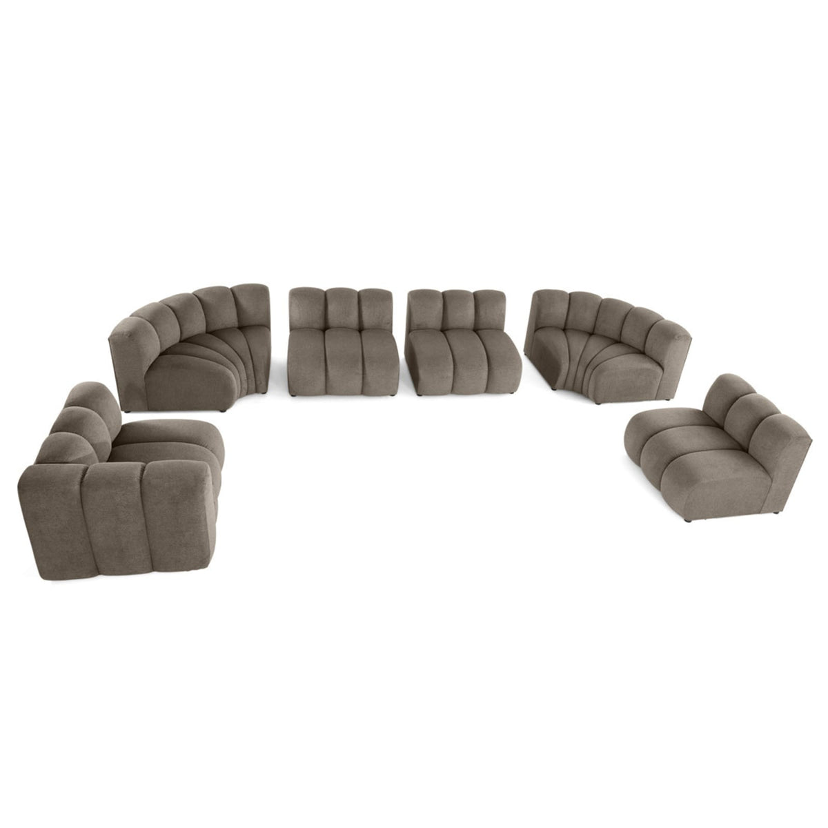 Canapé d'Angle Droit Modulable en Tissu Texturé Taupe taupe - vue 3