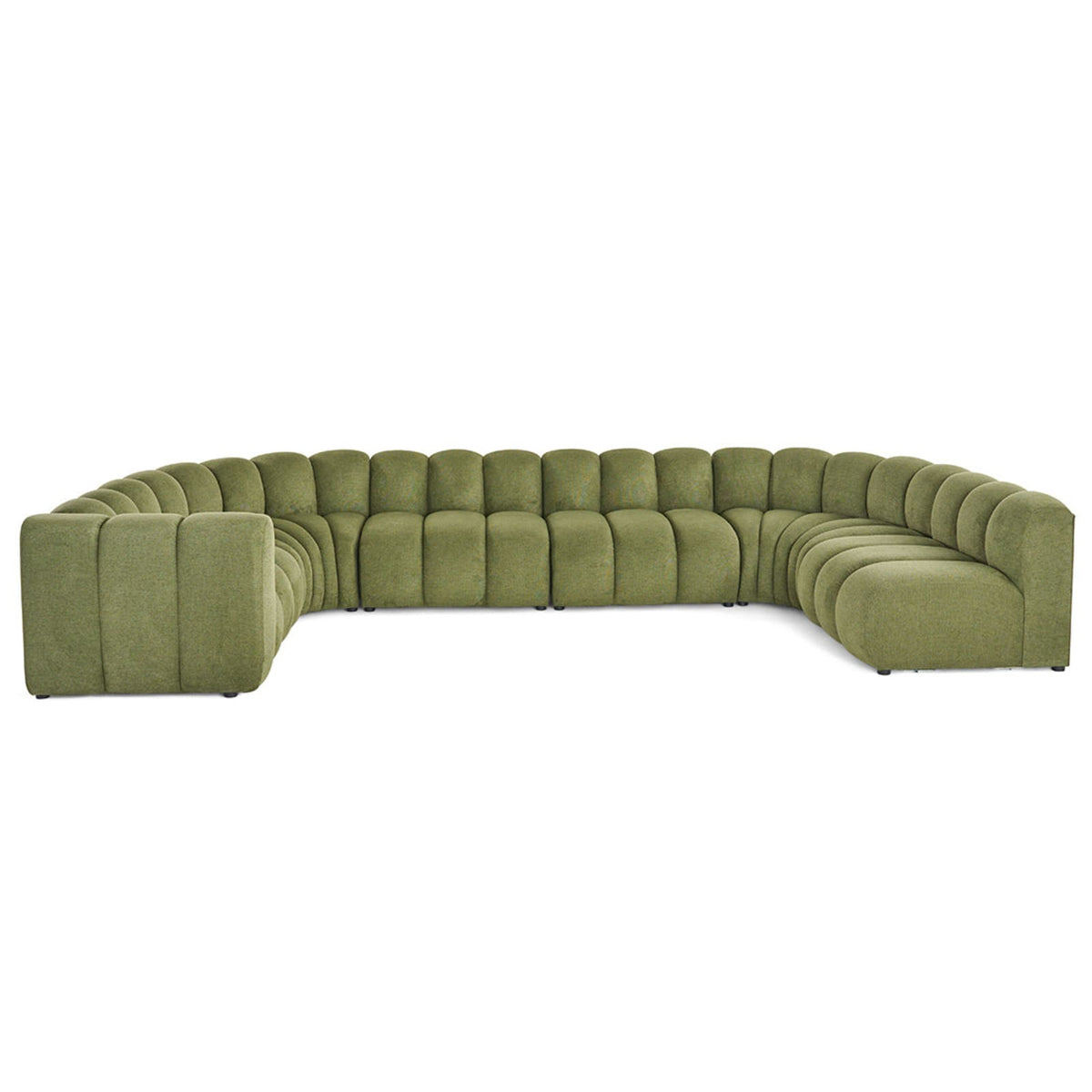 Canapé d'Angle Modulable 7 Places en Tissu Texturé Vert vert - vue 1