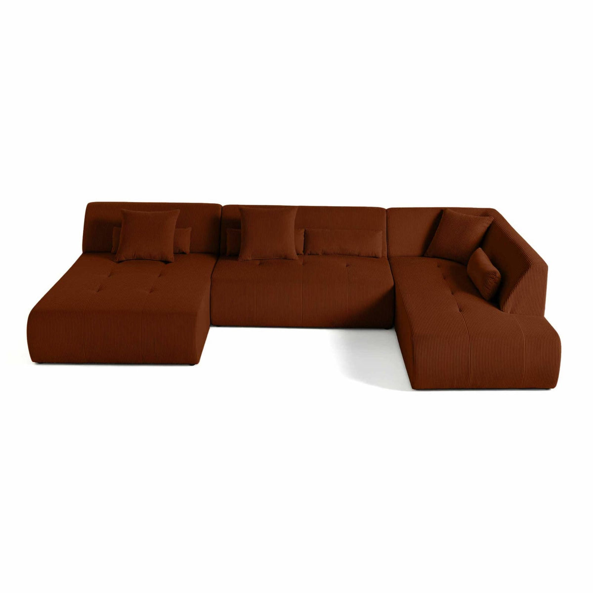 Canapé d'Angle Modulable 7 Places en Velours Côtelé Terracotta terracotta - vue 1