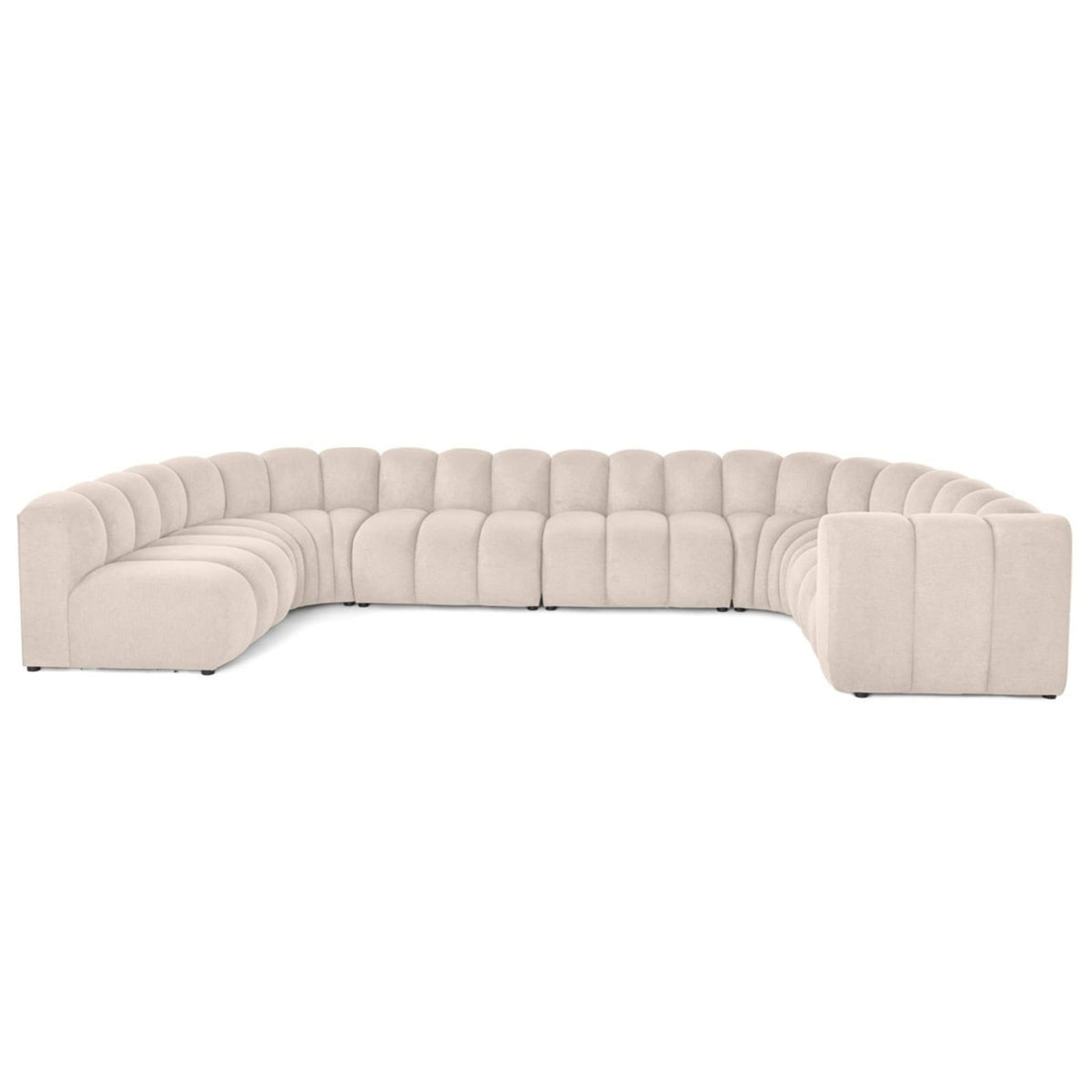 Canapé d'Angle Modulable 7 Places en Tissu Texturé Beige beige - vue 1