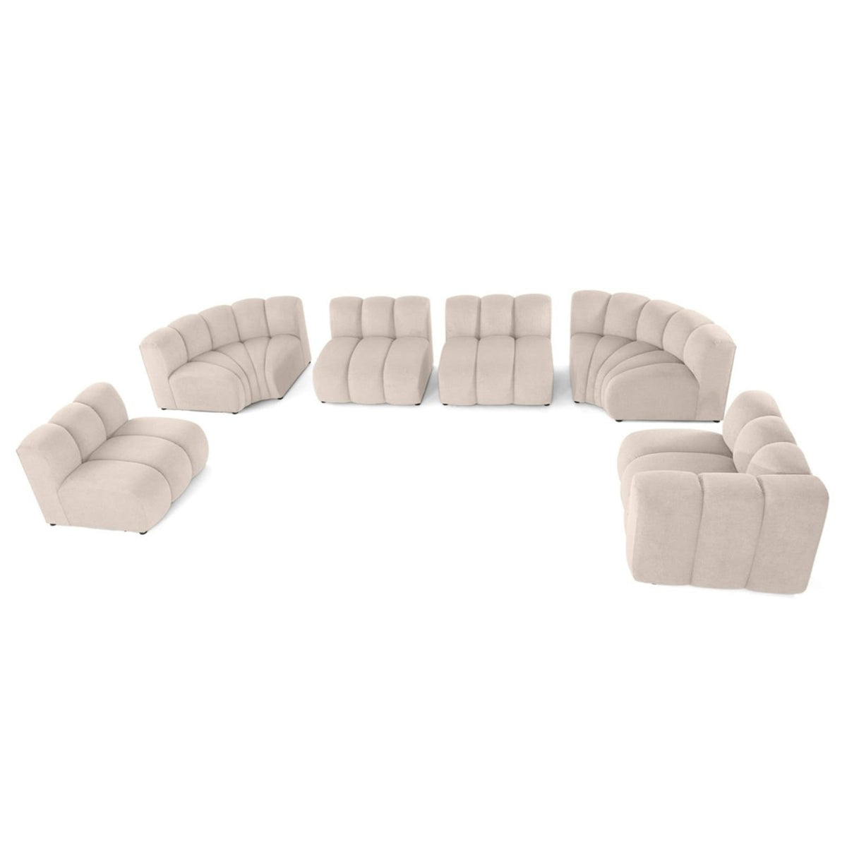 Canapé d'Angle Modulable 7 Places en Tissu Texturé Beige beige - vue 3