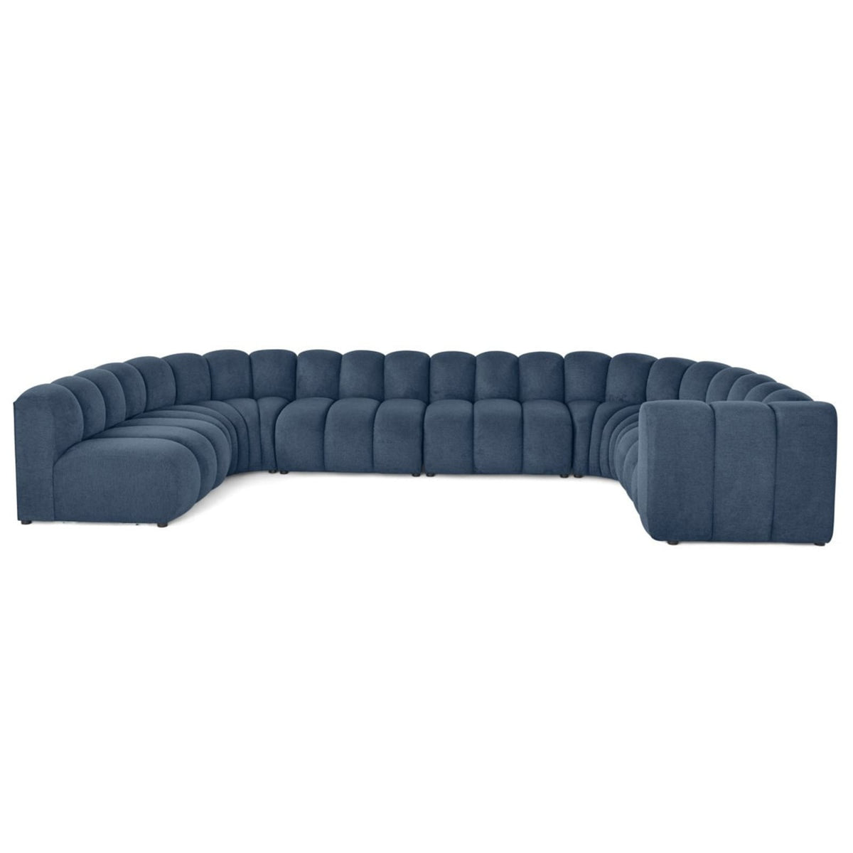 Canapé Modulable 7 Places Angle Gauche en Tissu Texturé Bleu bleu - vue 1