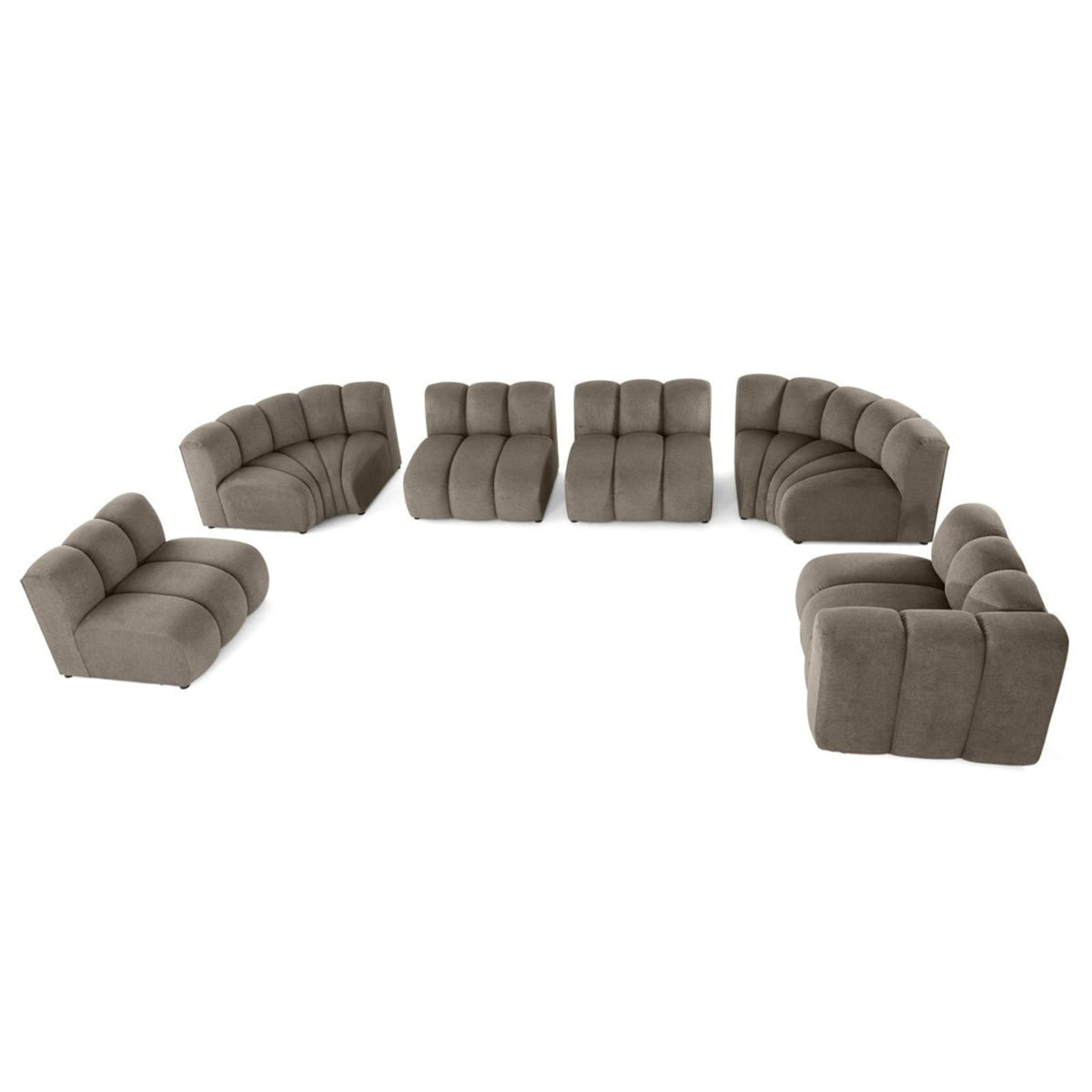 Canapé Modulable 7 Places Angle Gauche en Tissu Texturé Taupe taupe - vue 3