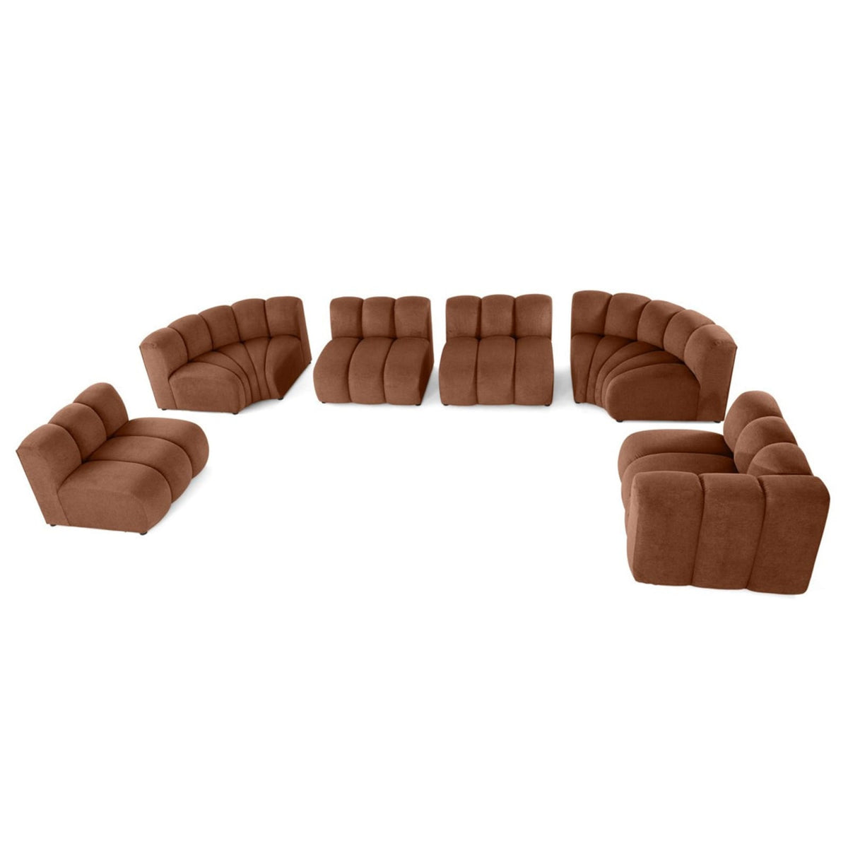 Canapé d'Angle Modulable 7 Places en Tissu Texturé Terracotta terracotta - vue 3