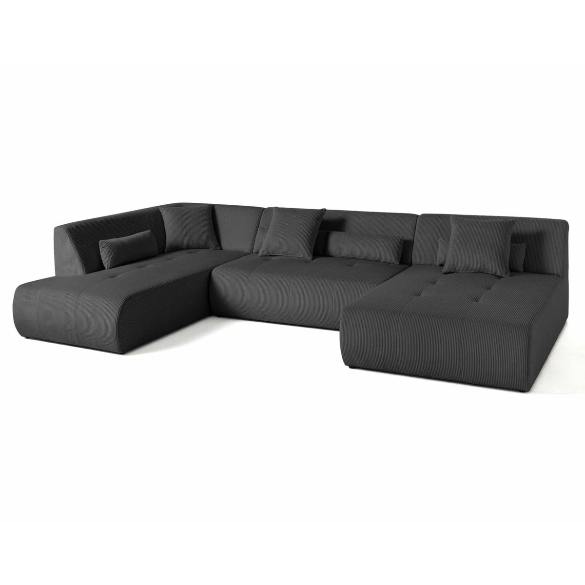 Canapé d'Angle Modulable 7 Places en Velours Côtelé Gris Foncé gris foncé - vue 5
