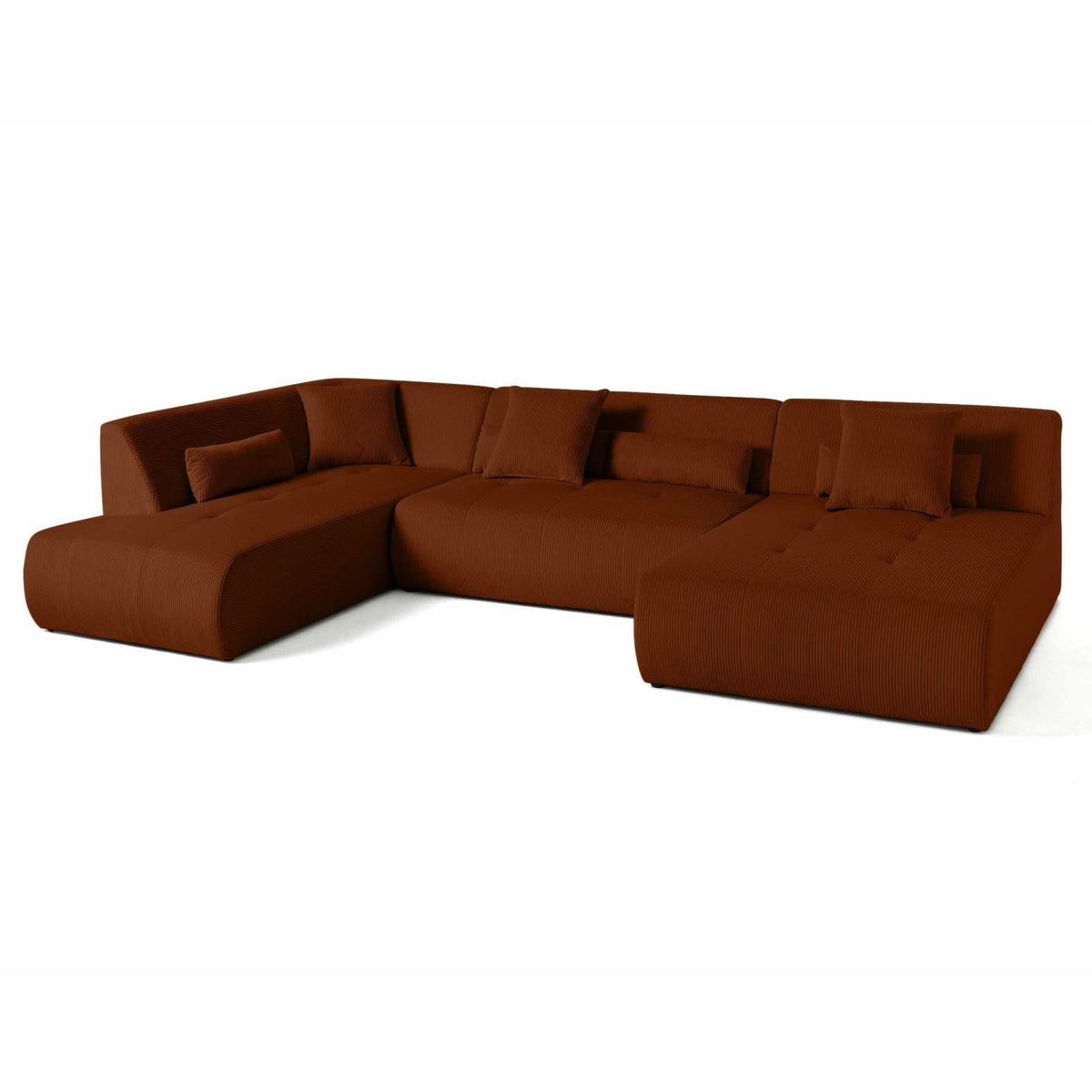 Canapé d'Angle Gauche Modulable en Velours Côtelé Terracotta terracotta - vue 5