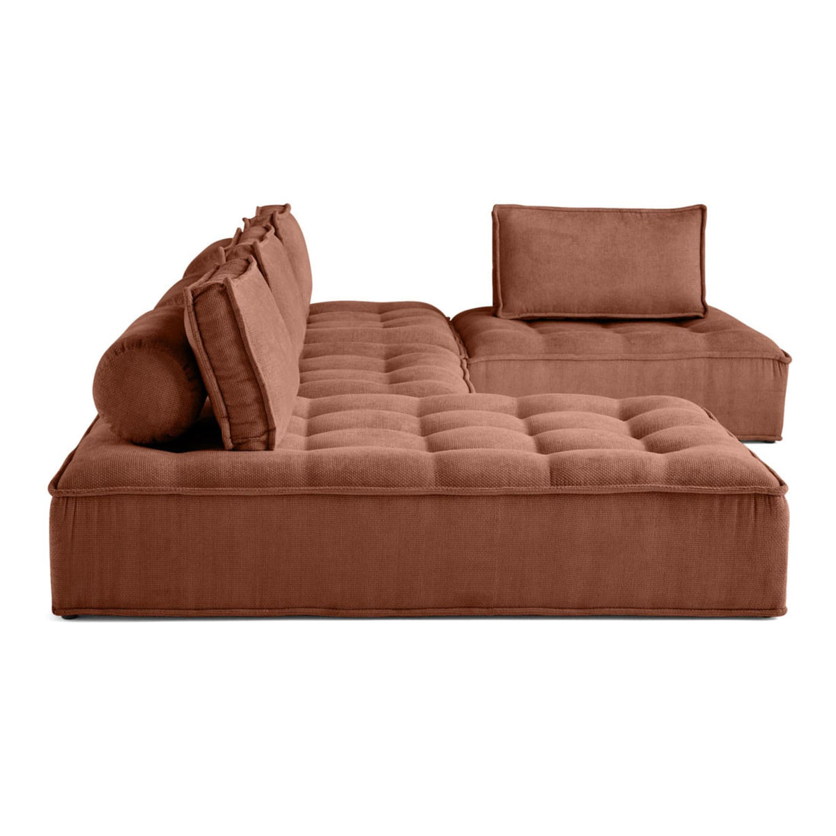 Canapé Modulable 7 Places en U en Velours Texturé Terracotta terracotta - vue 6