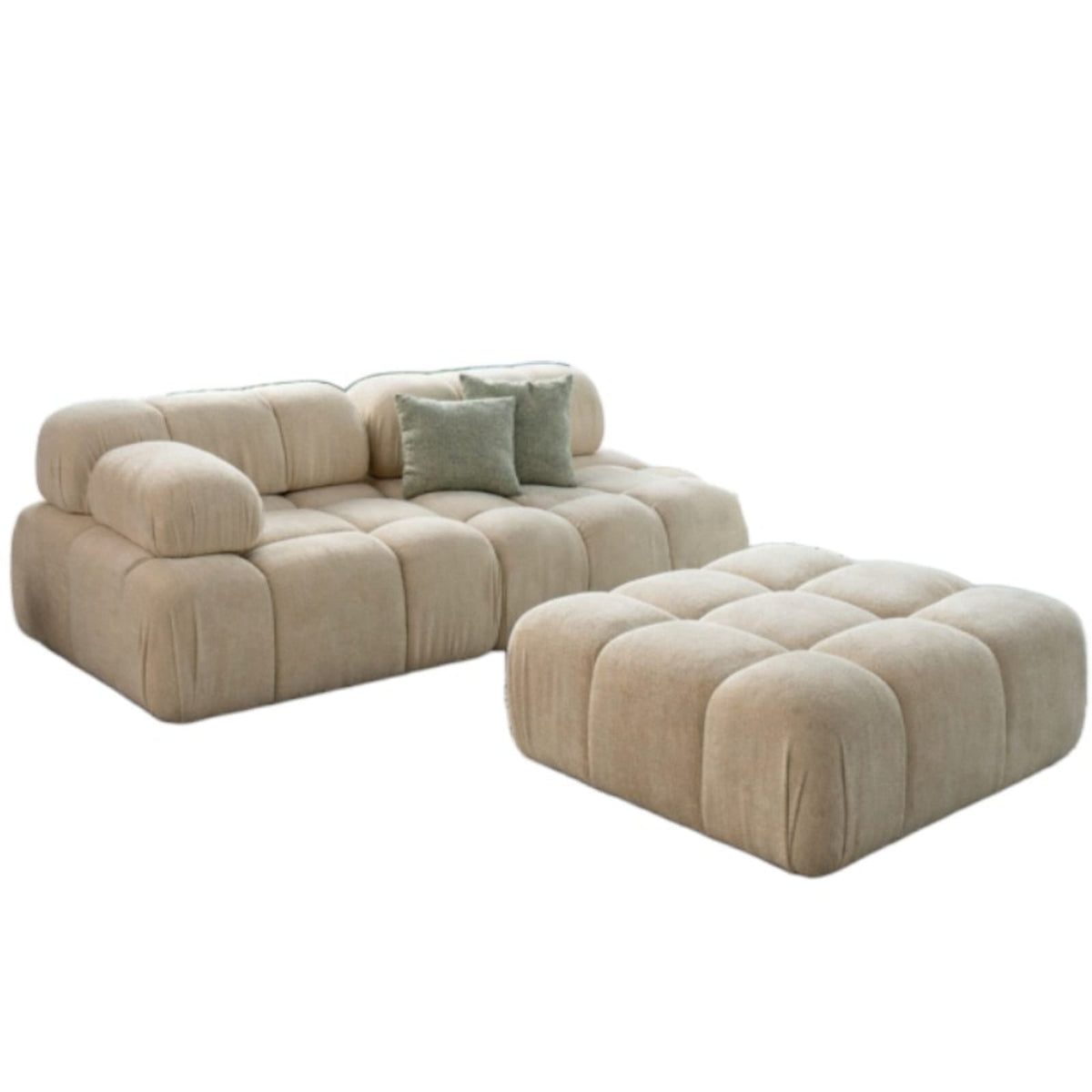 Canapé Modulable 4 Places en Tissu Beige avec Pouf beige - vue 1