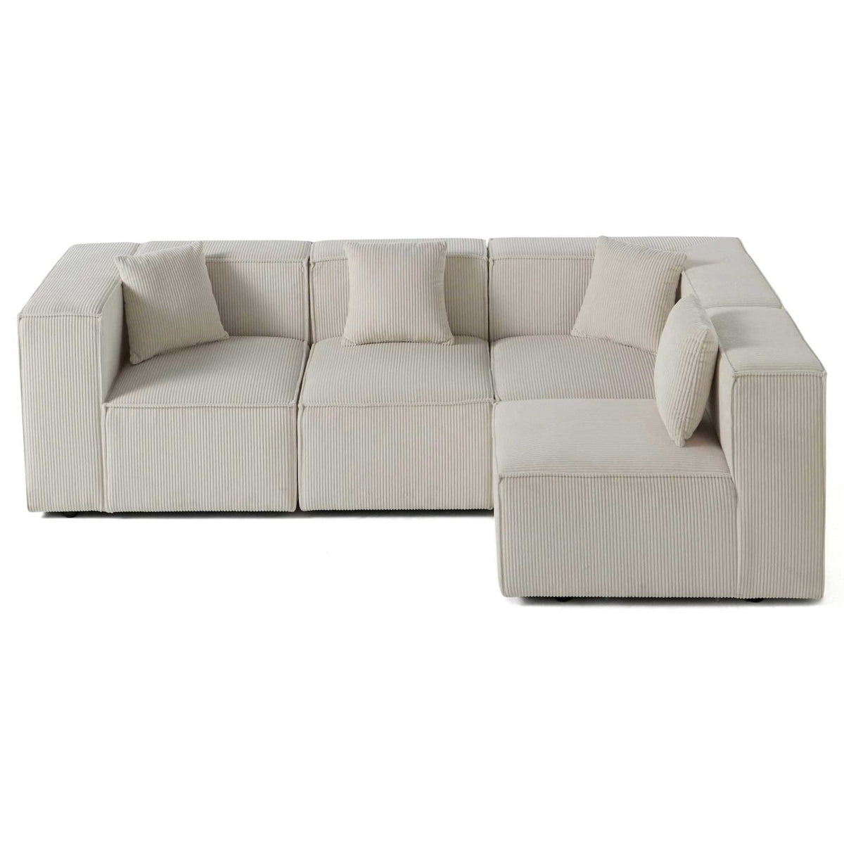 Canapé d'Angle Droit Modulable en Velours Côtelé Beige 4 Places beige - vue 1