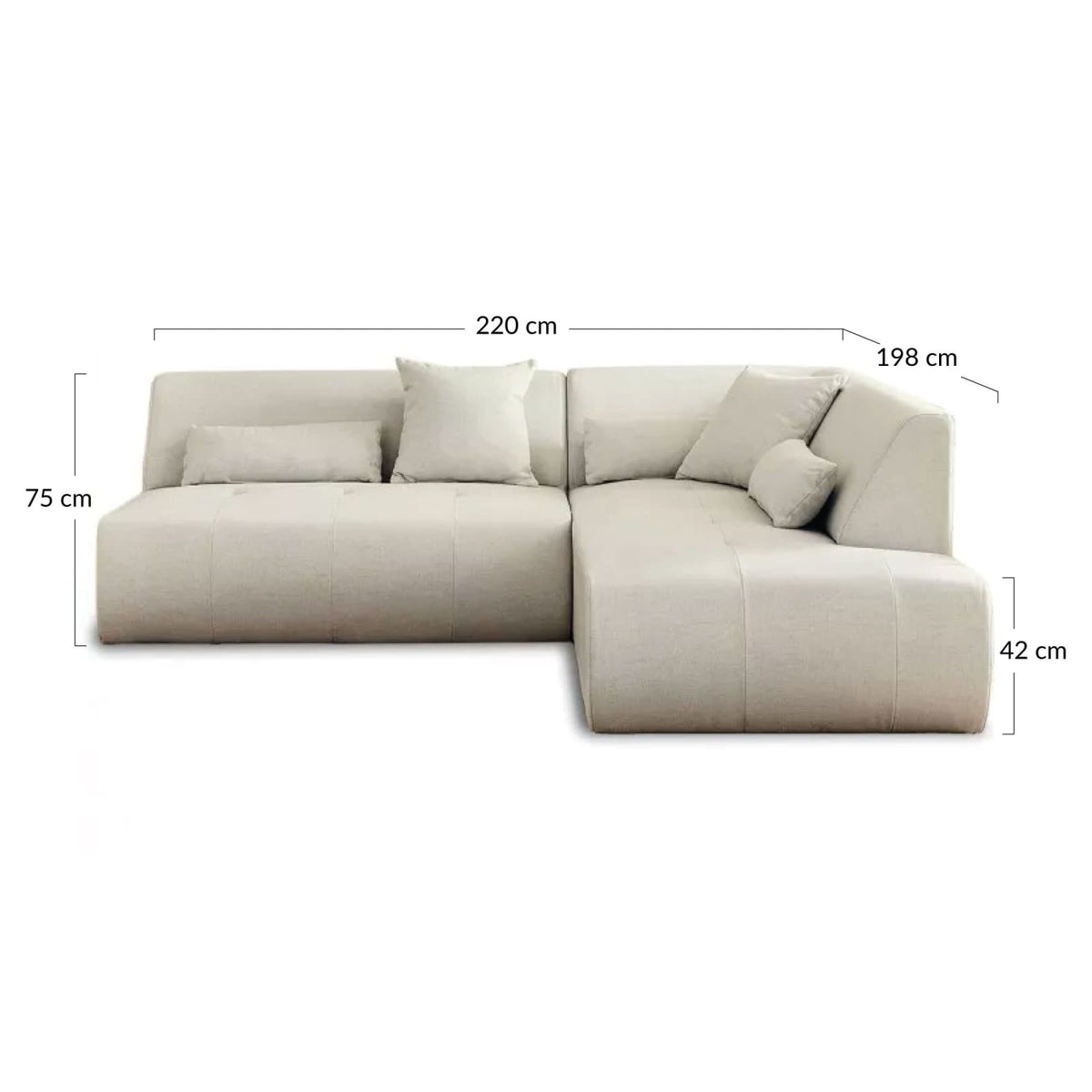 Canapé d'Angle Modulable 5 Places en Tissu Beige beige - vue 4