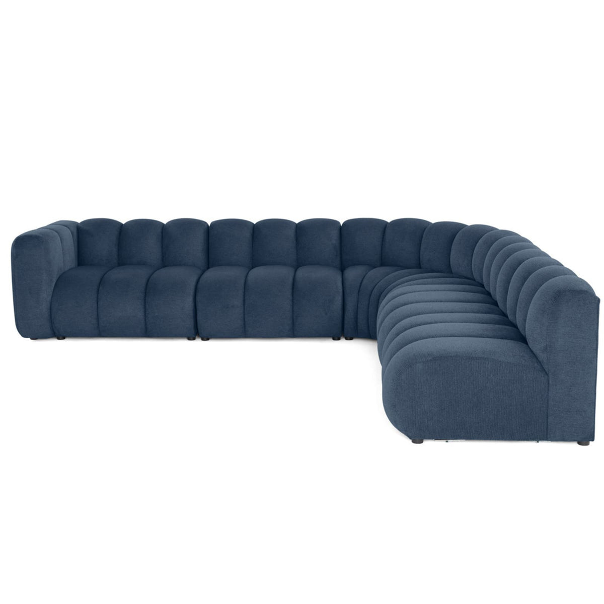 Canapé d'Angle Modulable 5 Places en Tissu Texturé Bleu bleu - vue 1