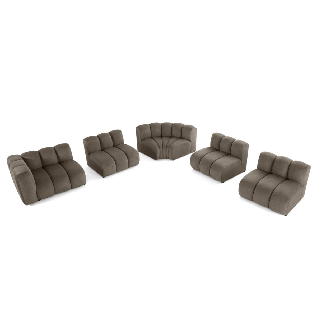 Canapé d'Angle Modulable 5 Places en Tissu Texturé Taupe taupe - vue 3
