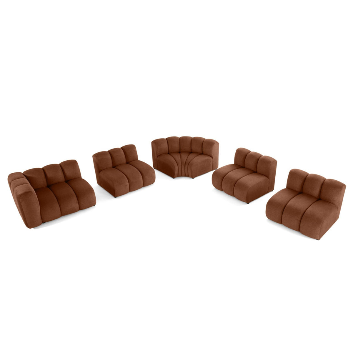 Canapé Modulable d'Angle Droit 5 Places en Tissu Texturé Terracotta terracotta - vue 3
