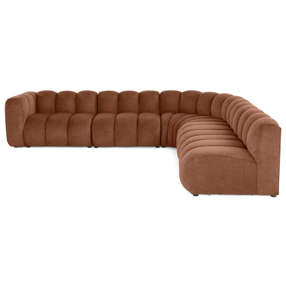 Canapé Modulable d'Angle Droit 5 Places en Tissu Texturé Terracotta terracotta - vue 1