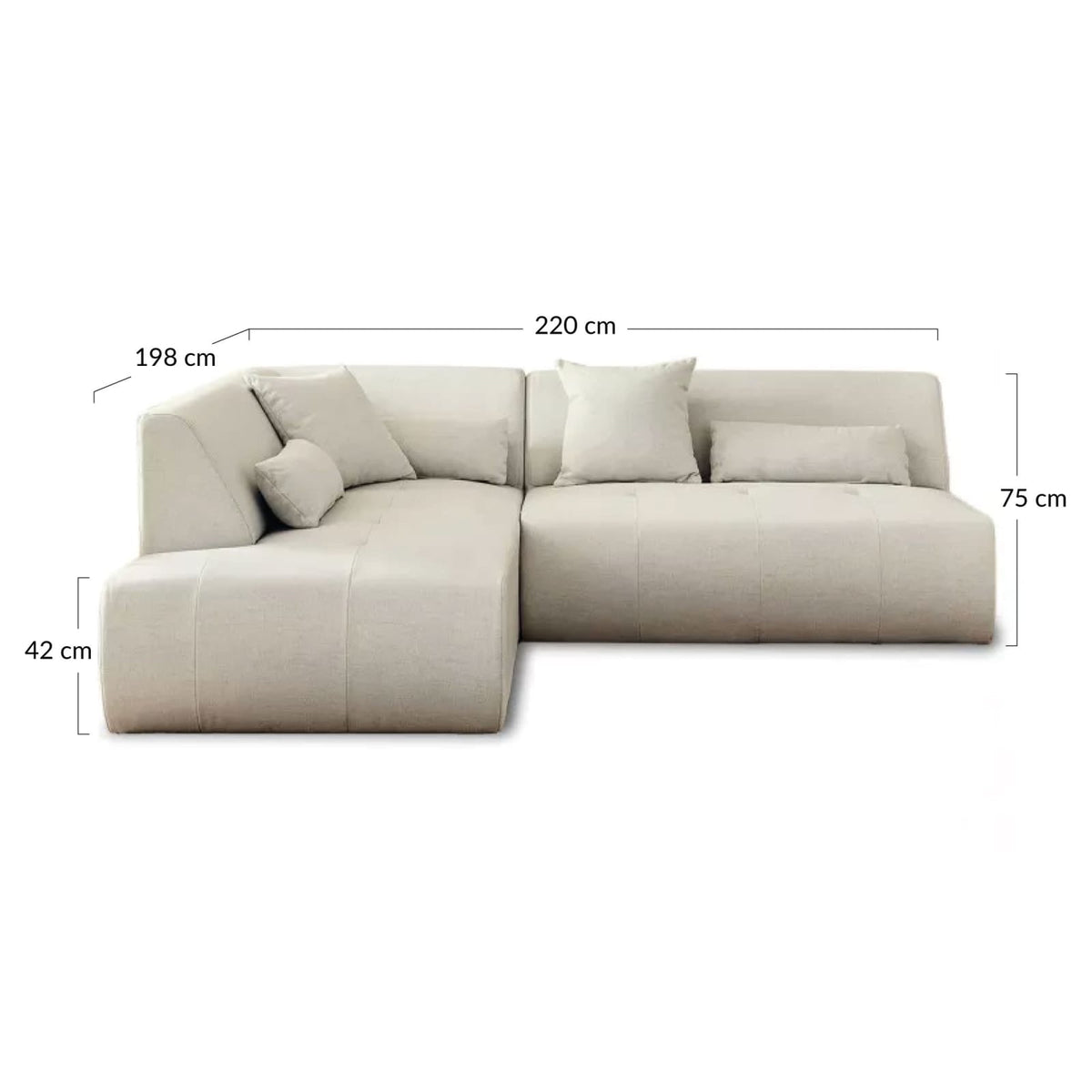 Canapé d'Angle Modulable 5 Places en Tissu Beige beige - vue 4