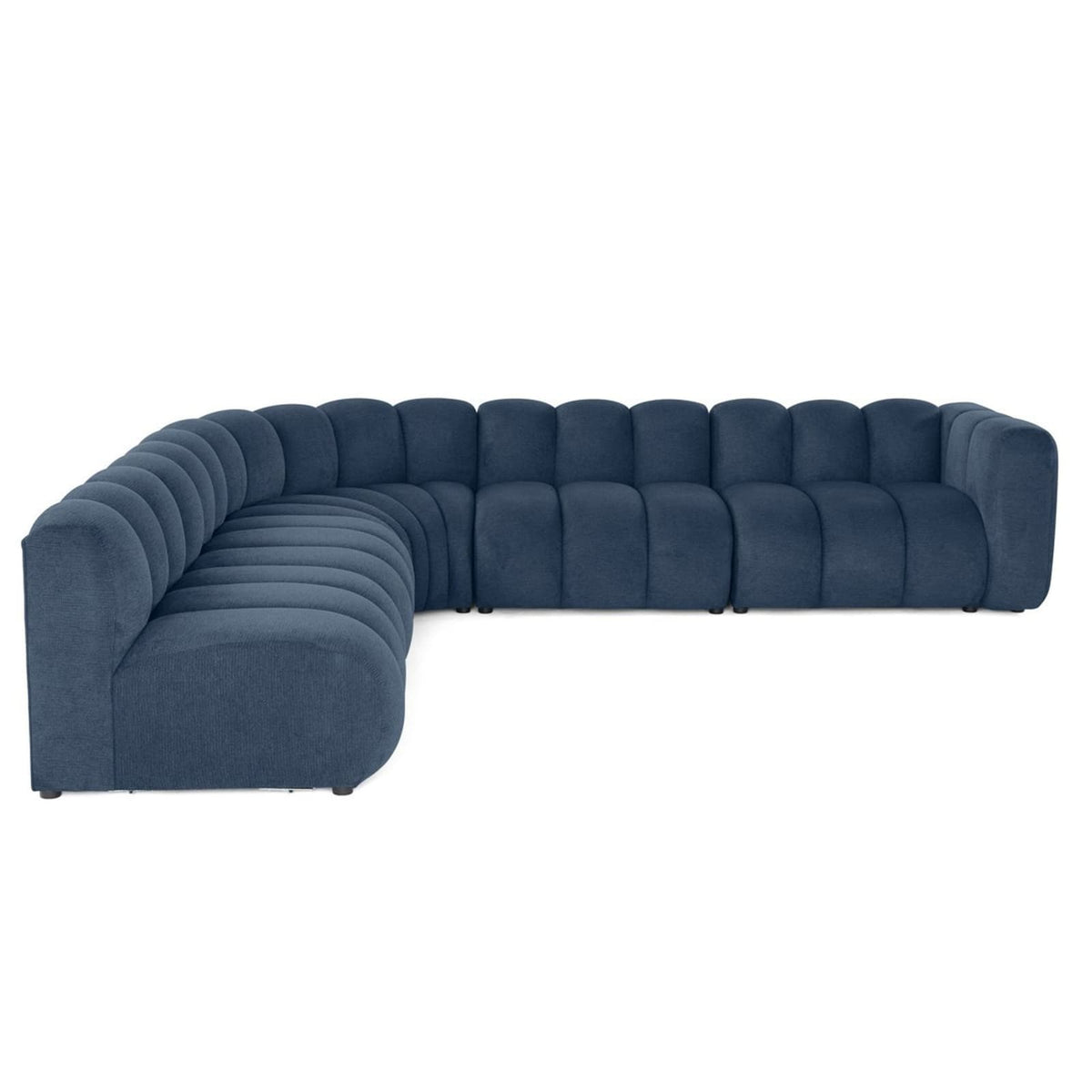 Canapé d'Angle Modulable 5 Places en Tissu Texturé Bleu bleu - vue 1