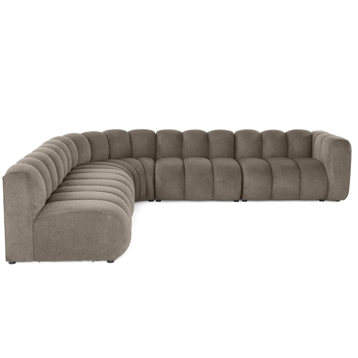 Canapé Modulable d'Angle Gauche 5 Places en Tissu Texturé Taupe taupe - vue 1