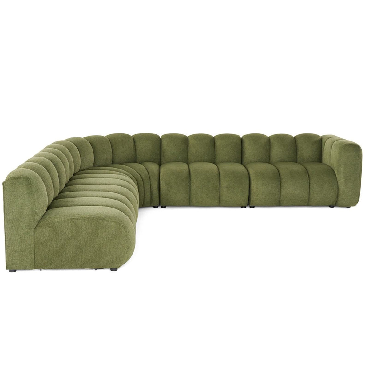 Canapé d'Angle Modulable 5 Places en Tissu Texturé Vert vert - vue 1