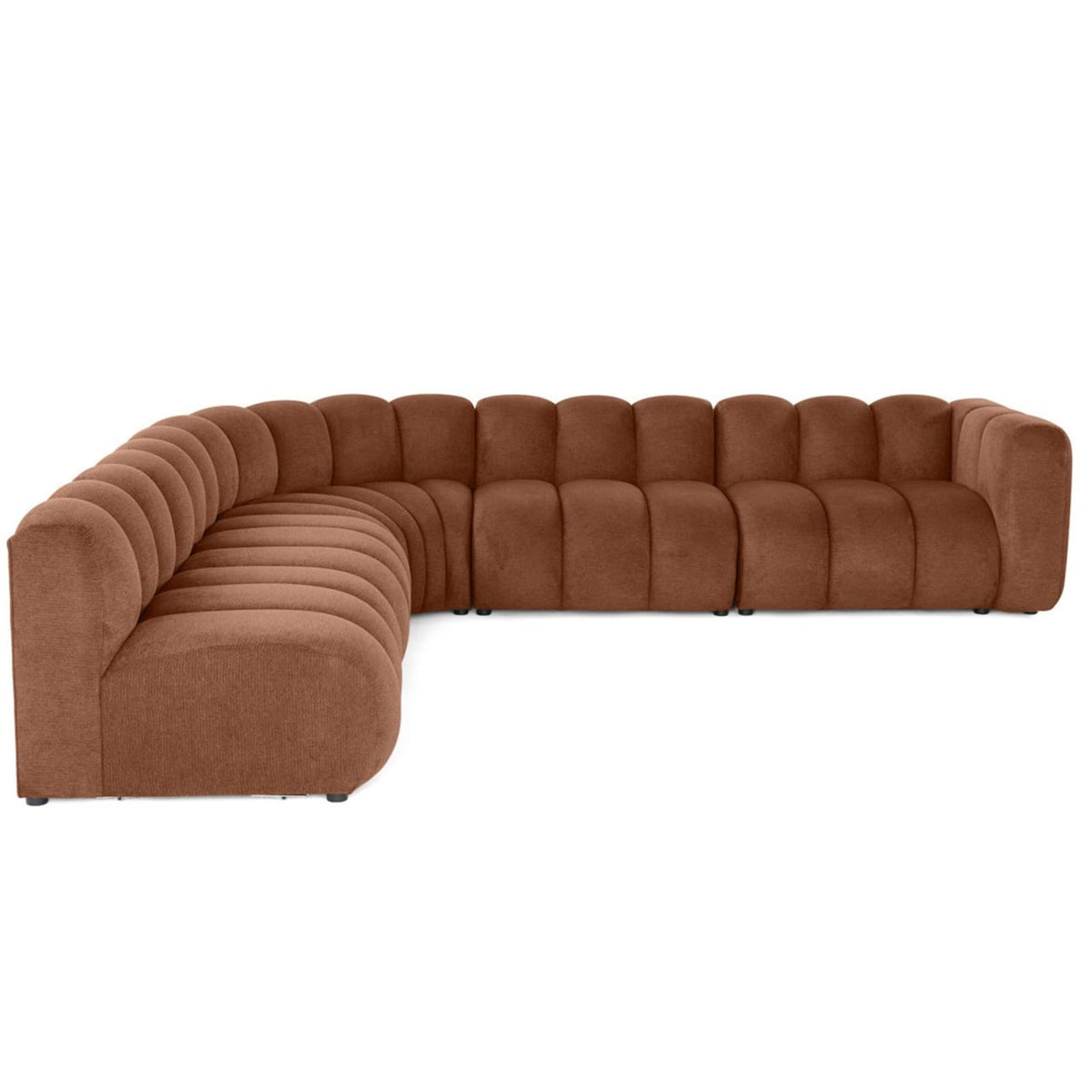 Canapé Modulable d'Angle Gauche 5 Places en Tissu Texturé Terracotta terracotta - vue 1
