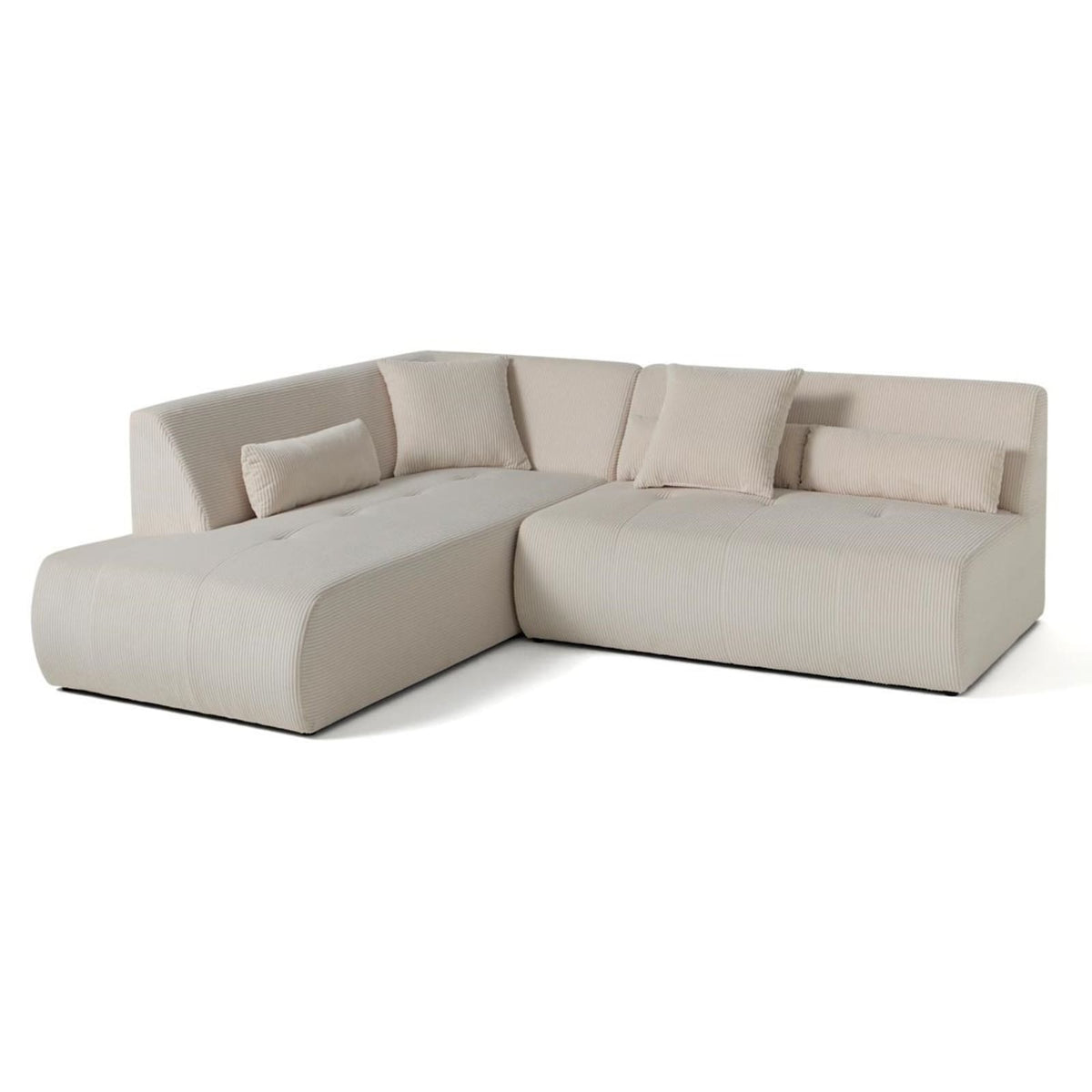 Canapé d'Angle Modulable 5 Places en Velours Côtelé Beige beige - vue 3