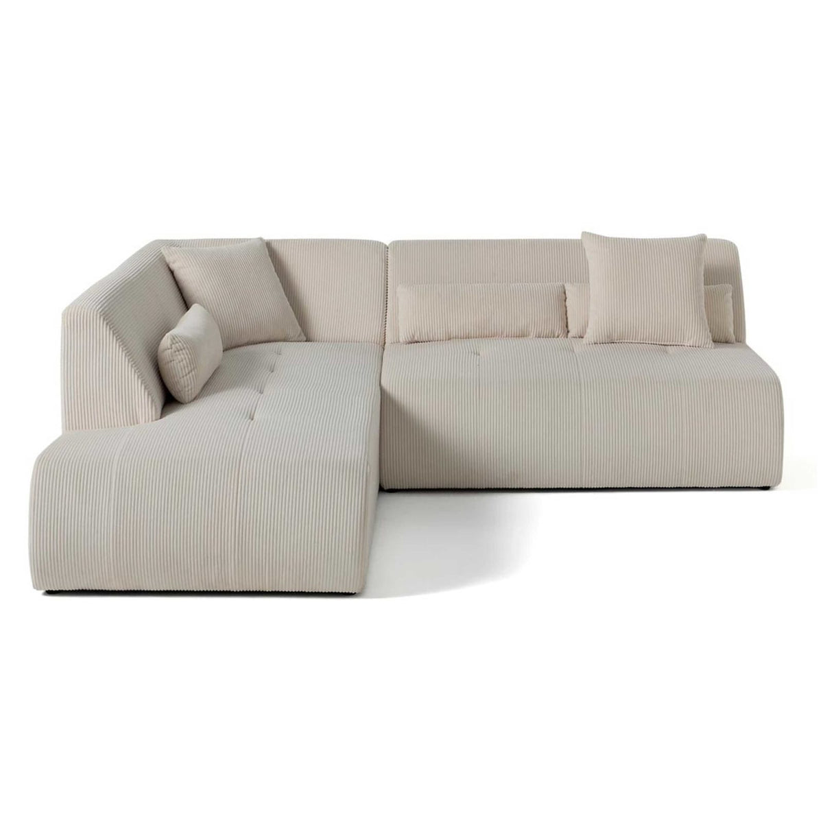 Canapé d'Angle Modulable 5 Places en Velours Côtelé Beige beige - vue 1