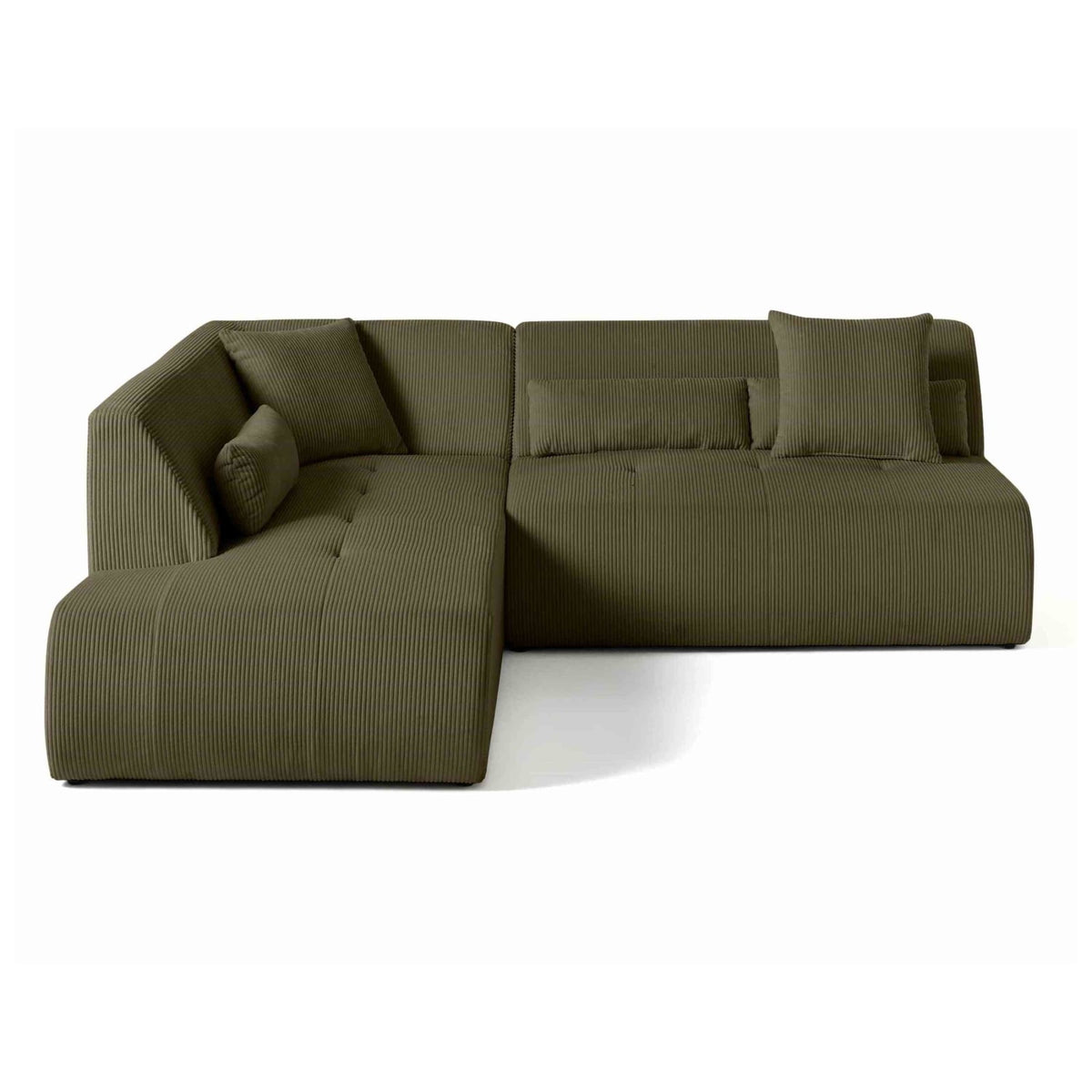 Canapé d'Angle Modulable en Velours Côtelé Vert vert - vue 1