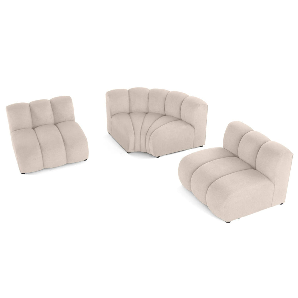Canapé d'Angle Réversible Modulable en Tissu Texturé Beige beige - vue 5