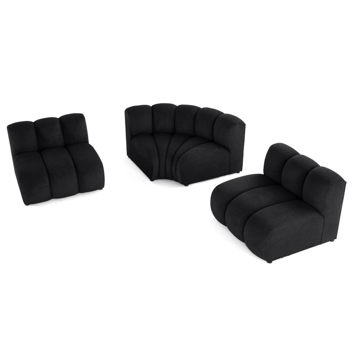 Canapé d'Angle Modulable Réversible en Tissu Texturé Noir noir - vue 5