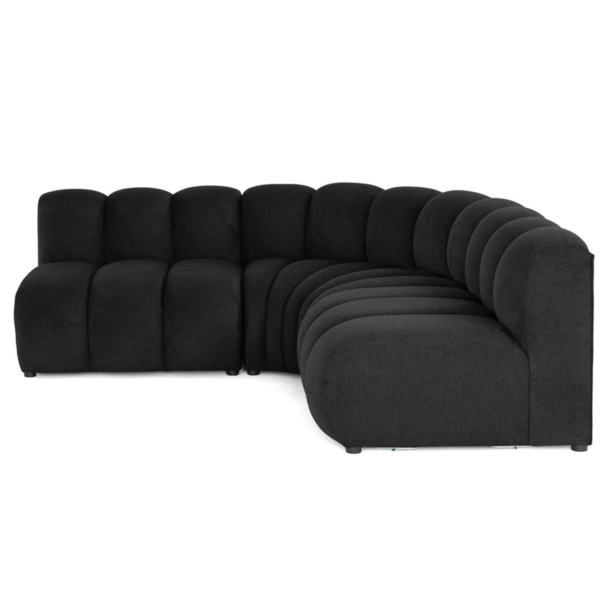 Canapé d'Angle Modulable Réversible en Tissu Texturé Noir noir - vue 1