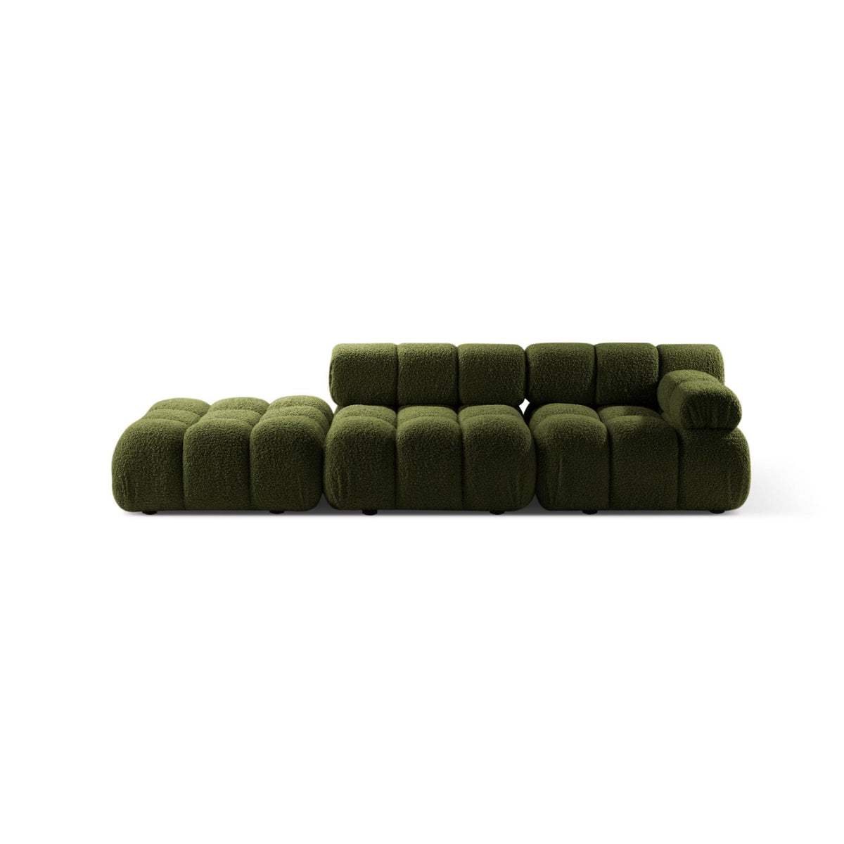 Canapé Modulable Droit 4 Places en Bouclette Verte vert - vue 1