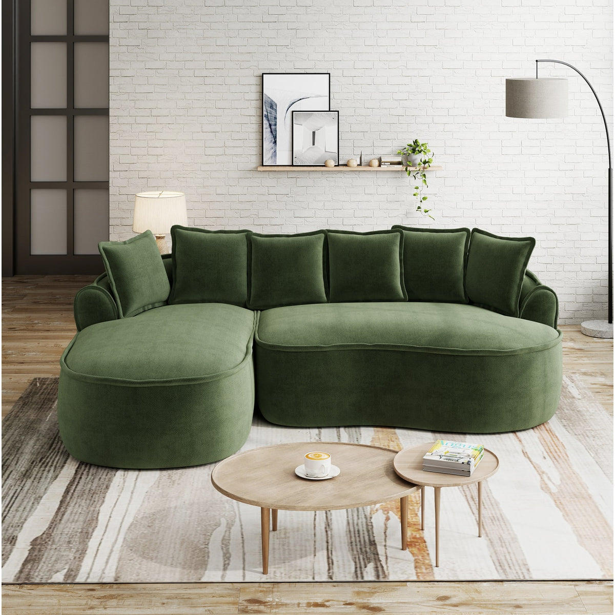 Canapé Modulable Convertible en Chenille Vert vert - vue 2