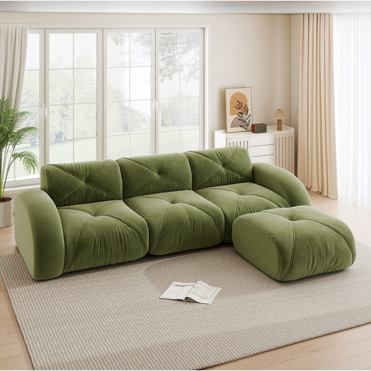 Canapé Modulable en Chenille Vert vert - vue 3