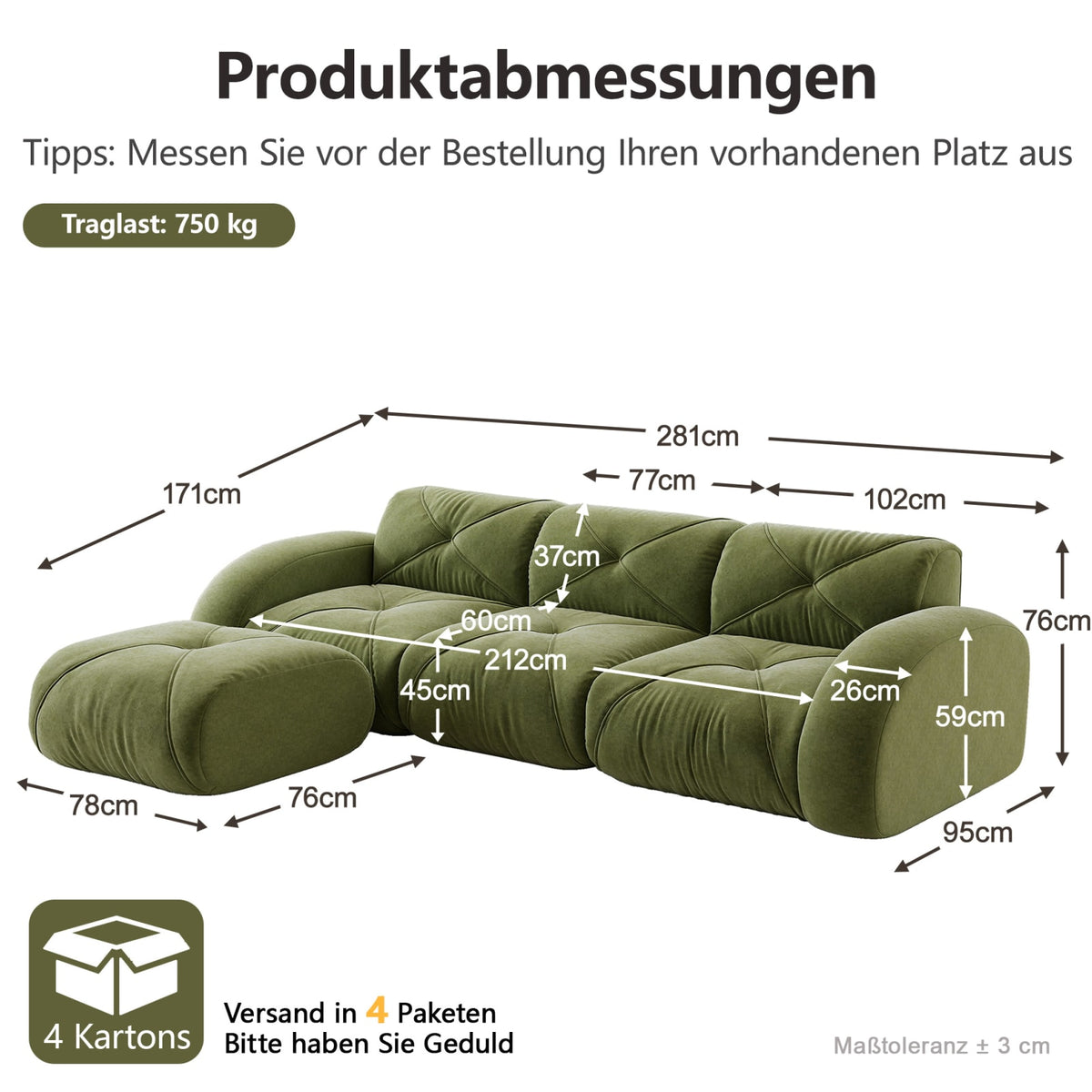 Canapé Modulable en Chenille Vert vert - vue 4