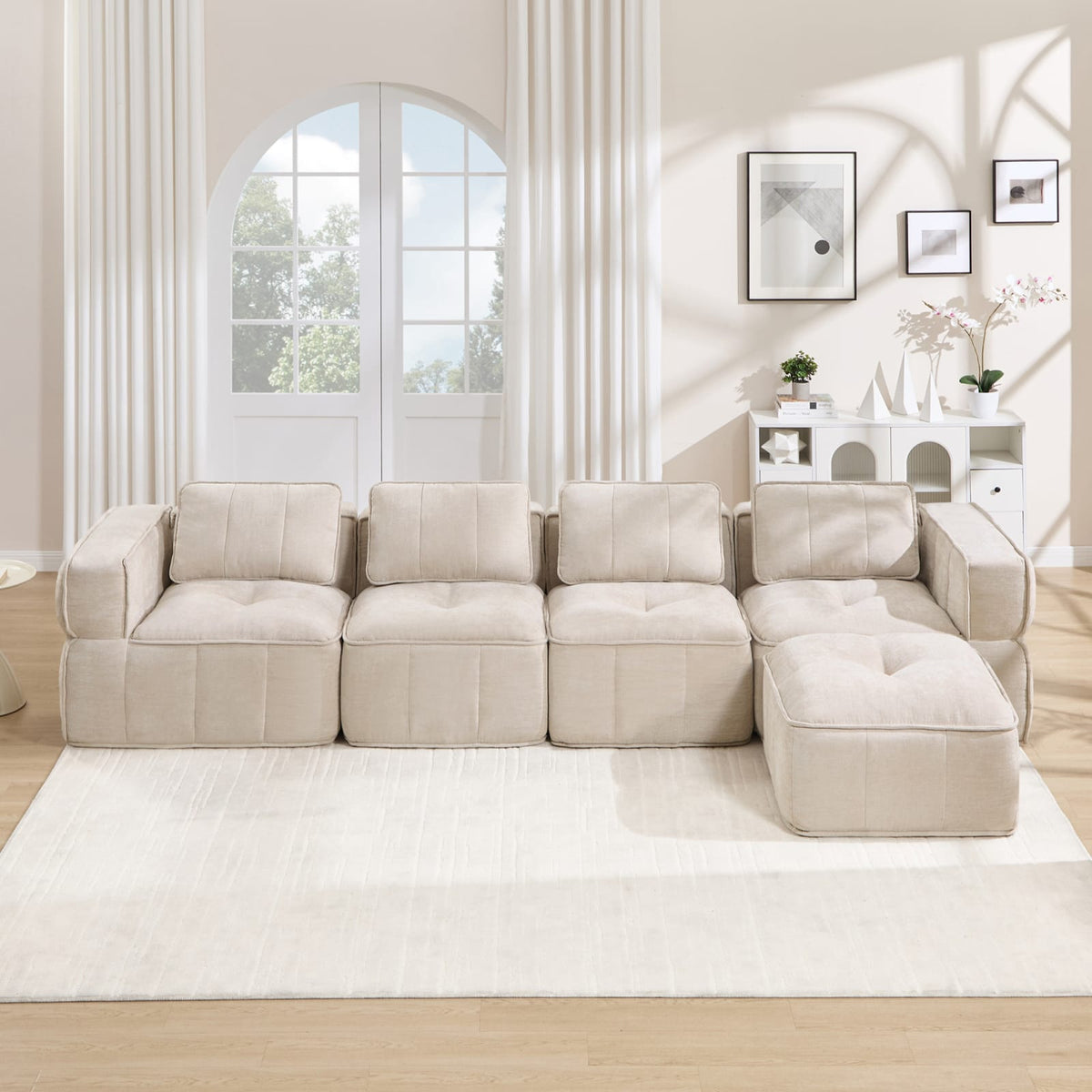 Canapé Modulable en Polyester Beige beige - vue 2