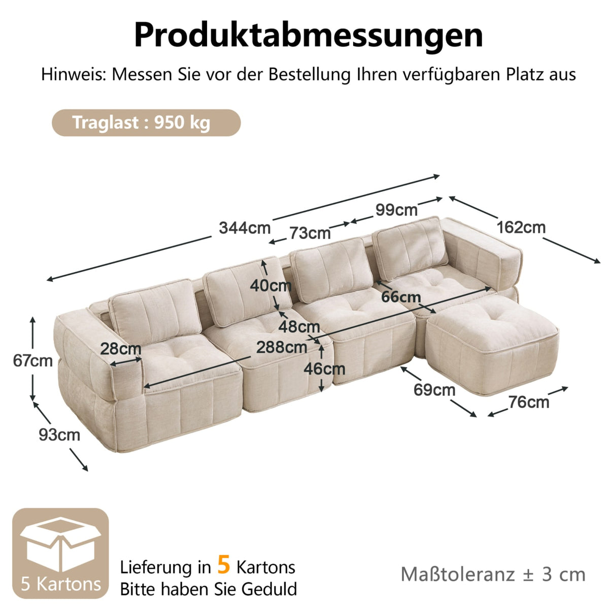Canapé Modulable en Polyester Beige beige - vue 6