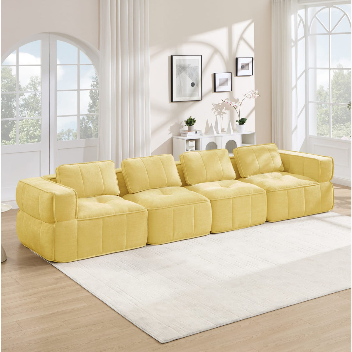 Canapé Modulable en Polyester Jaune jaune - vue 3