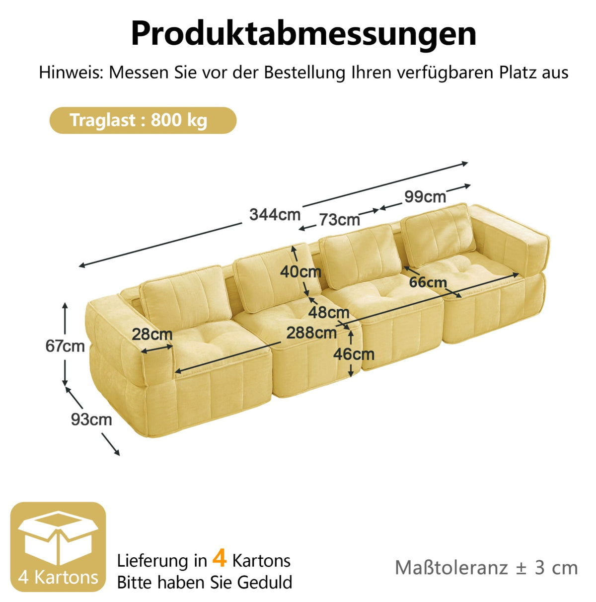 Canapé Modulable en Polyester Jaune jaune - vue 6